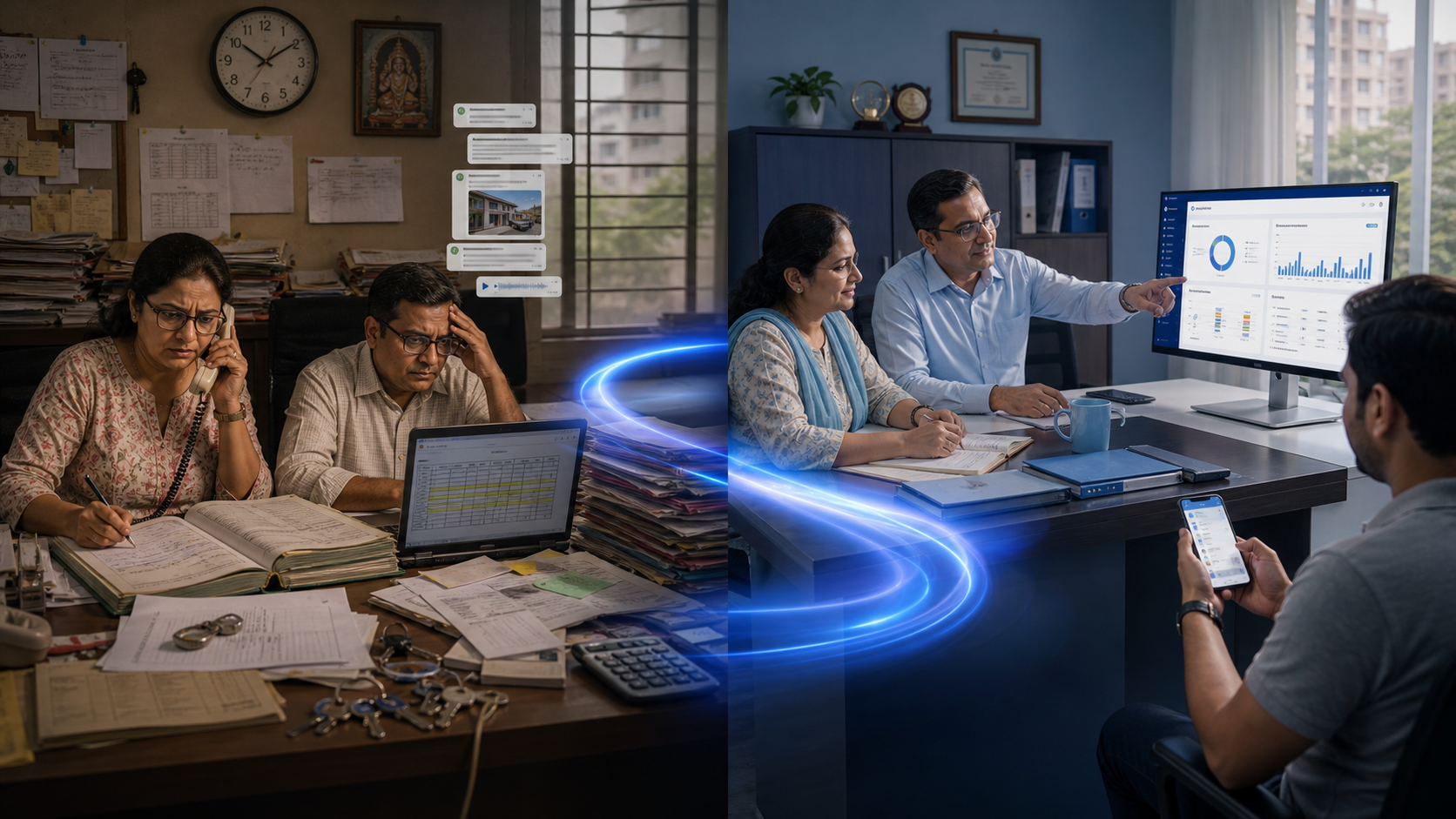 A housing society committee moving from scattered registers and calls to a connected digital workspace